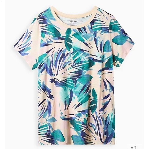 Torrid Vintage Tee- Super Soft Slub Palm Print 2 - Picture 3 of 11